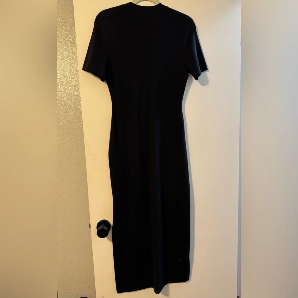 NWT Abercrombie & Fitch Black Midi Sweater Side Slit Dress